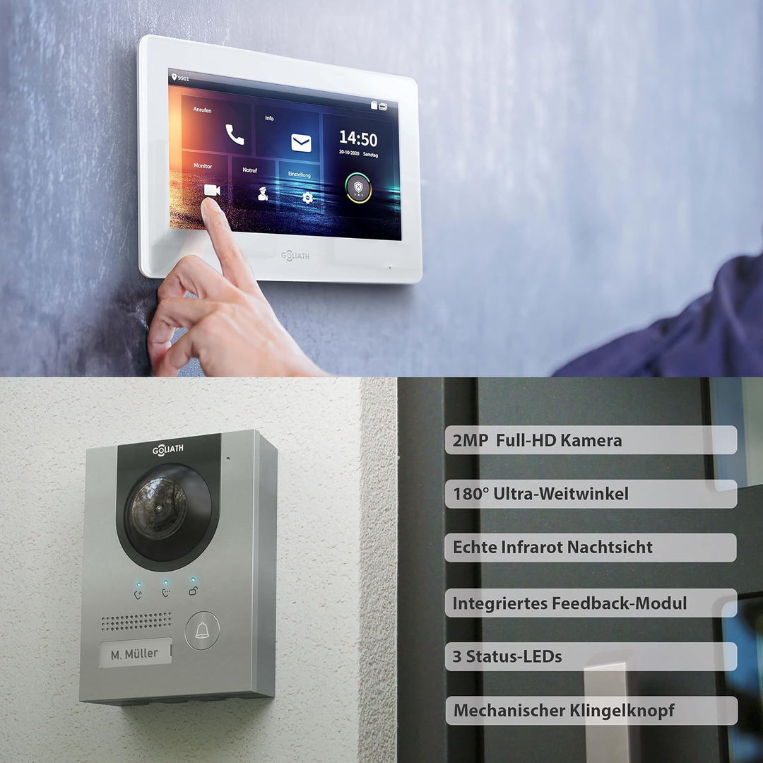 Goliath Hybrid | IP | Full-HD Video Türsprechanlage | App | 1-Fam | 2 x Full-Touchscreen 17,78 cm (7