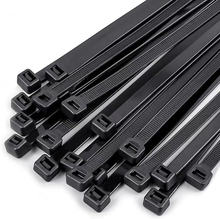 Kabelbinder Schwarz 400mm x 7.6mm - 100 Stück UV-beständig, 75kg Zugfestigkeit, selbstsichernd für d