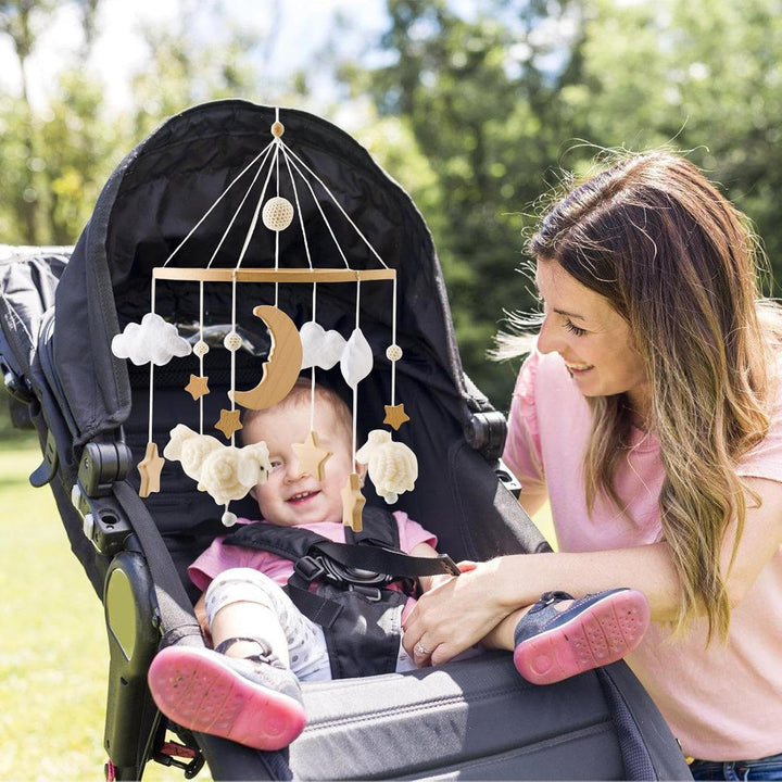 Beistellbett Mobile, Baby Deko, Wolken Deko, Babybett Zimmerdeko Hängespielzeug, Beruhigendes Intera
