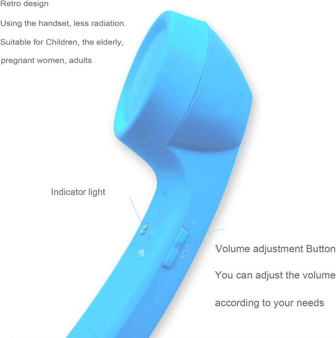 kabellose Retro-Telefonhörer Kopfhörer Bluetooth für EIN Handy mit bequemem Anruf, Blau, Blau