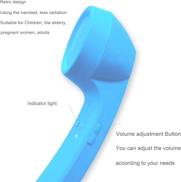 kabellose Retro-Telefonhörer Kopfhörer Bluetooth für EIN Handy mit bequemem Anruf, Blau, Blau