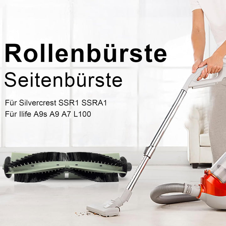 iDMRURvm Ersatz ZubehöR Satz Rollenbürste Seitenbürste Für Silvercrest SSR1 SSRA1 Für Ilife A9s A9 A