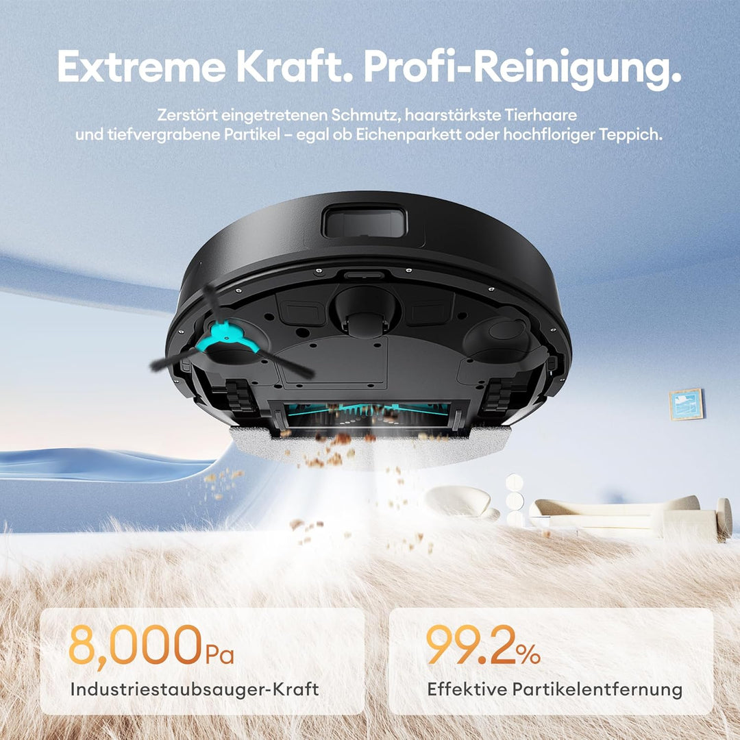 Ultenic T20 Pro Saugroboter mit Wischfunktion 8000 Pa, Staubsauger Roboter mit Absaugstation 3,5 L,