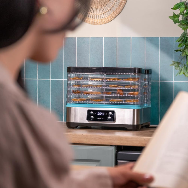 Cecotec VitaDry Pro Lebensmitteldehydrator, 300 W, Fruchtdehydrator mit 5 Ablagen, höhenverstellbar,