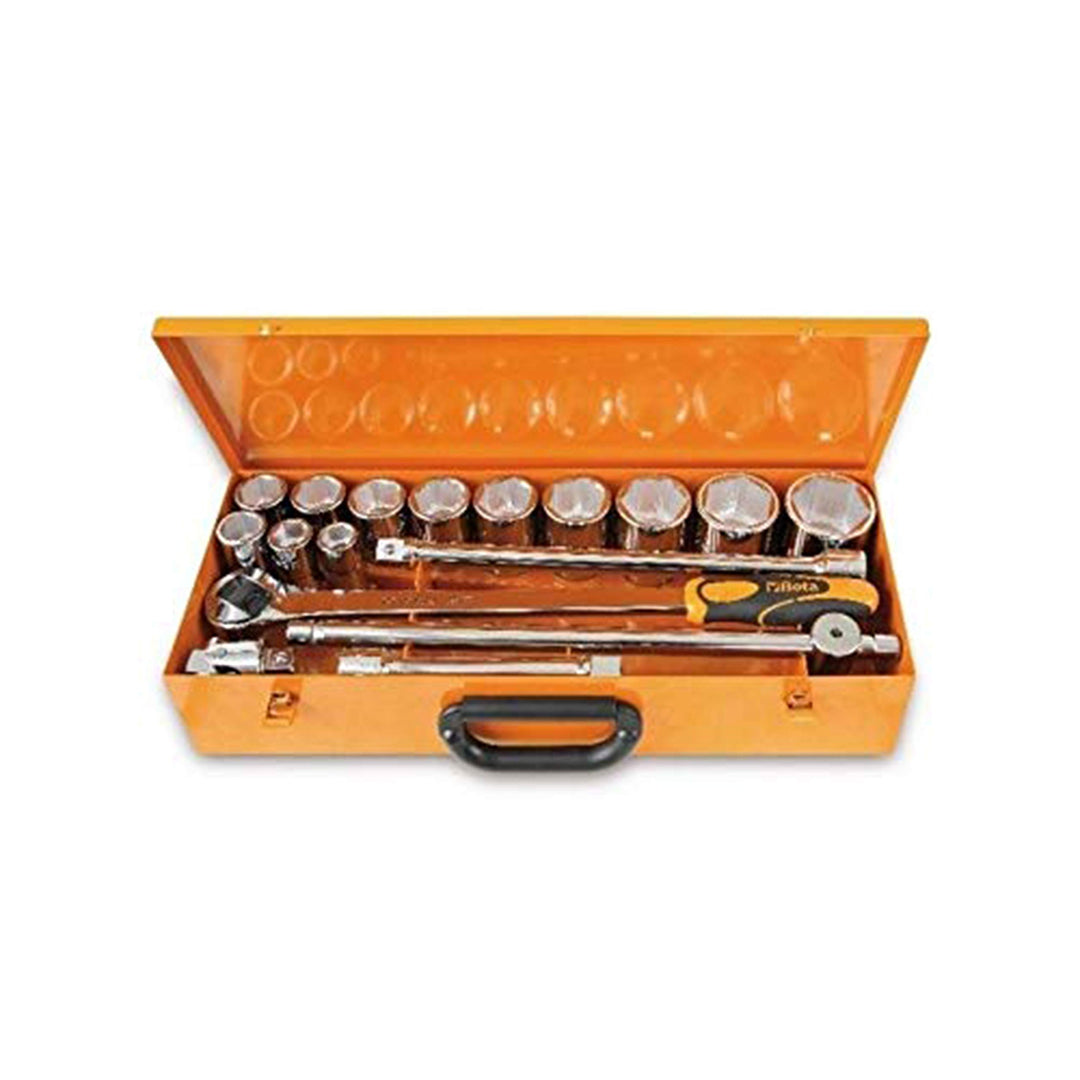 Beta 928A/C12 Steckschlüssel-Set im Blechkasten, 12 Sechskant-Steckschlüssel und 5 Betätigungswerkze