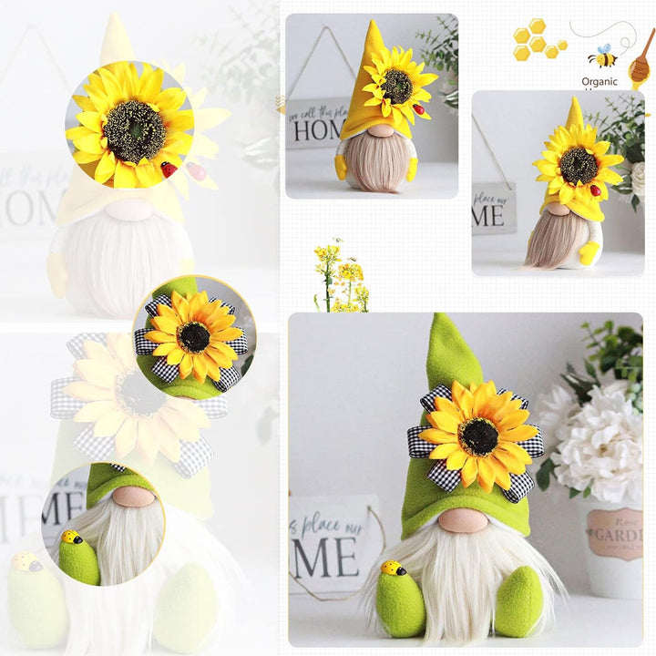 ENLACE Frühling Sonnenblume Biene Wichtel, Handgefertigte Gefüllte Gesichtslose Puppe Zwerg Dekorati