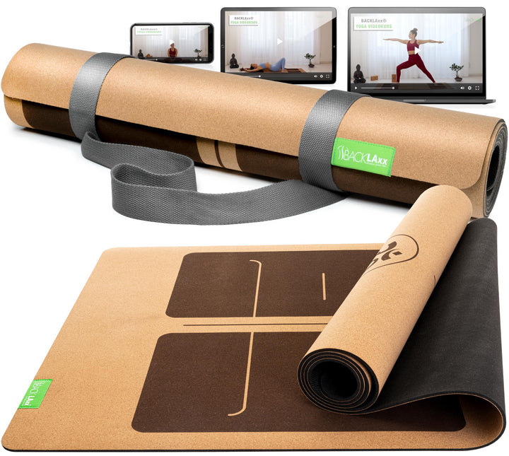 BACKLAXX® Yogamatte Kork mit Naturkautschuk | FAZ Testsieger 04/2026 | Yoga Matte Kork nachhaltig |