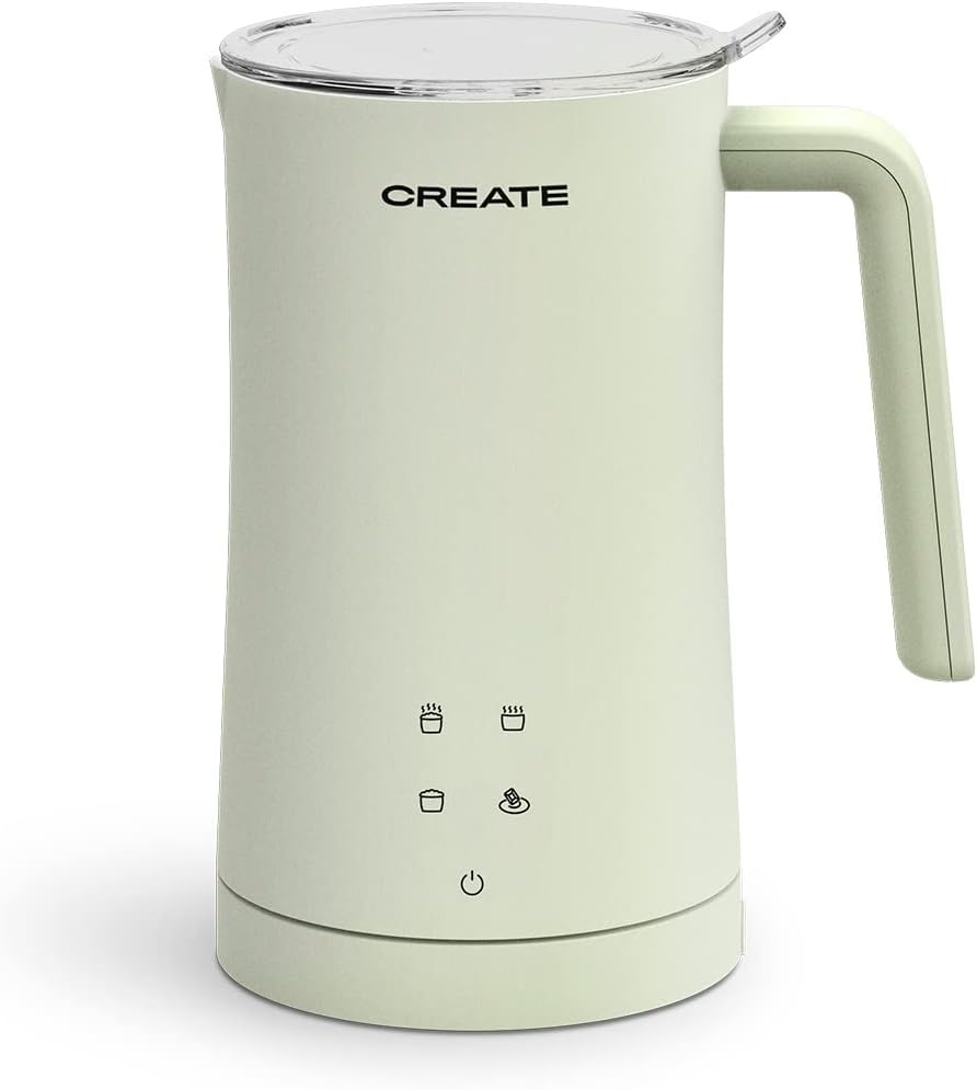CREATE/MILKFROTHER/Elektrischer Milchaufschäumer Pastellgrün/Touchscreen, 4 Automatikprogramme, Sich