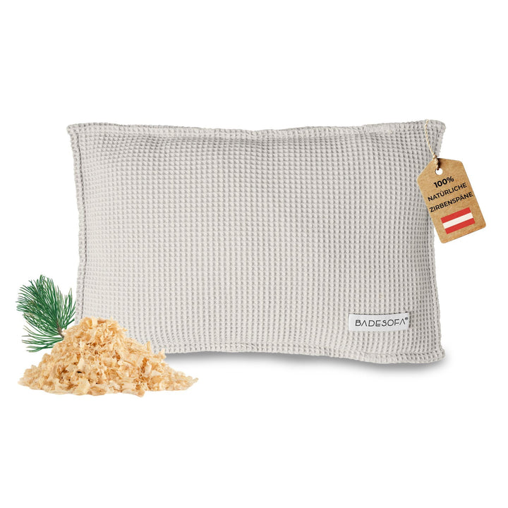 SAUNASOFA™ Zirbenkissen für Sauna – Duftkissen aus 100% Bio-Baumwolle, skandinavisches Design – Hand