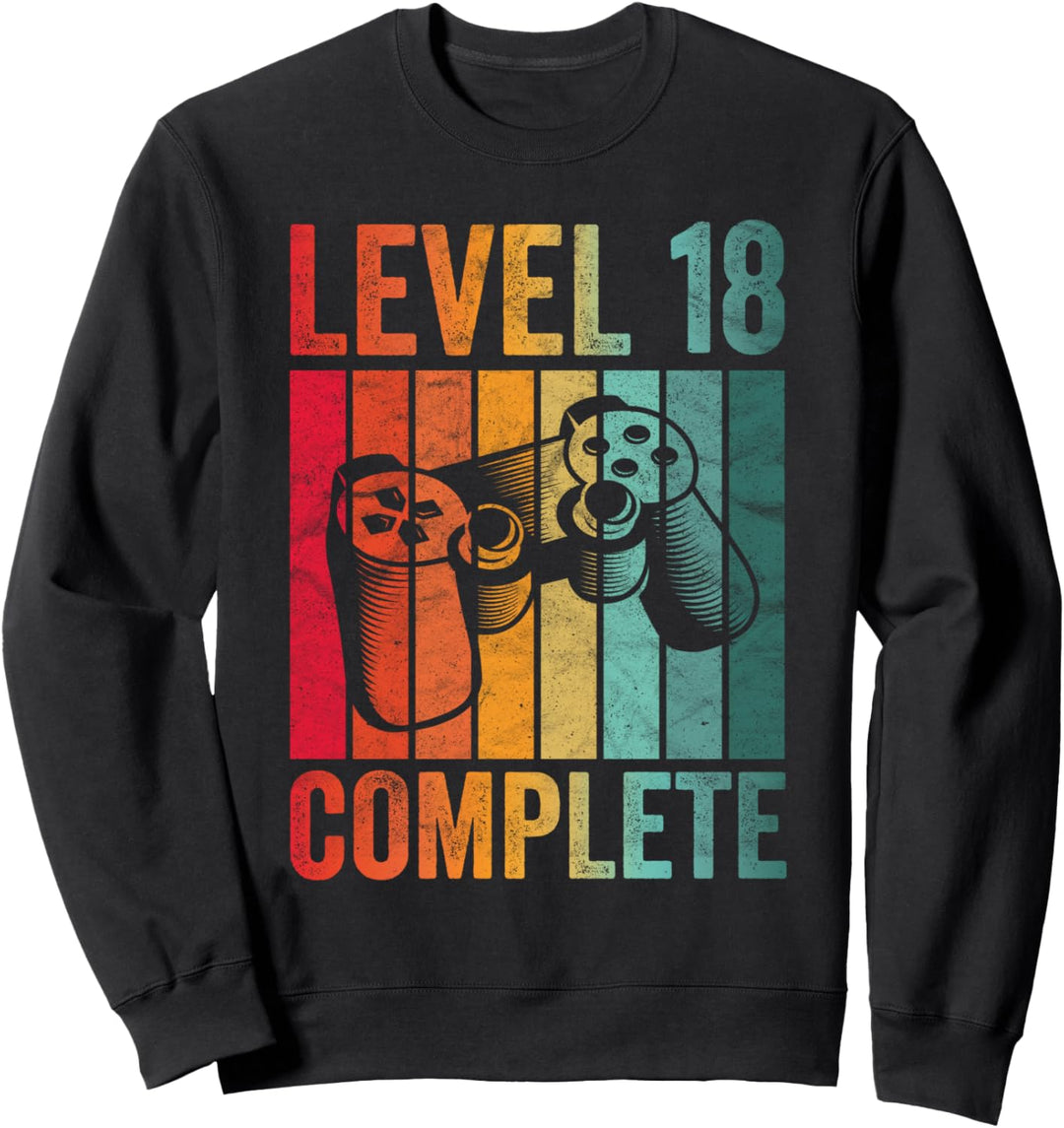 18. Geburtstag Geschenk Junge Mann Level Complete 18 Jahre Sweatshirt