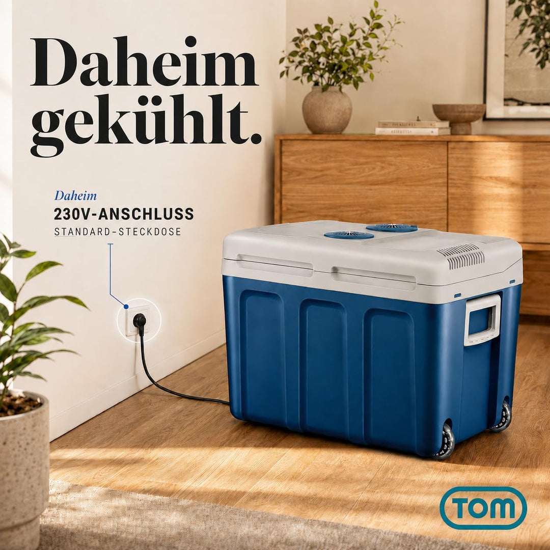 TOM 2in1 XXL Kühlbox 40l mit Kühl- und Heizfunktion – elektrische Coolbox mit Rollen – 230V & 12V St