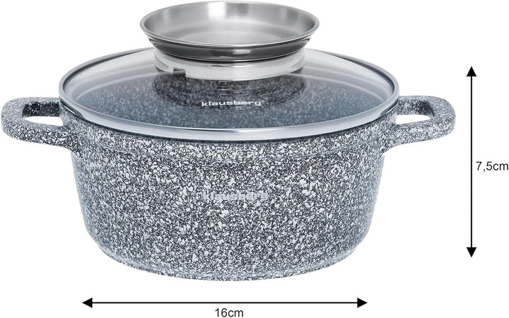Topf mit Marmorbeschichtung Kochtopf Töpf GARNEK MARMUROWY Ø16cm, Ø16cm