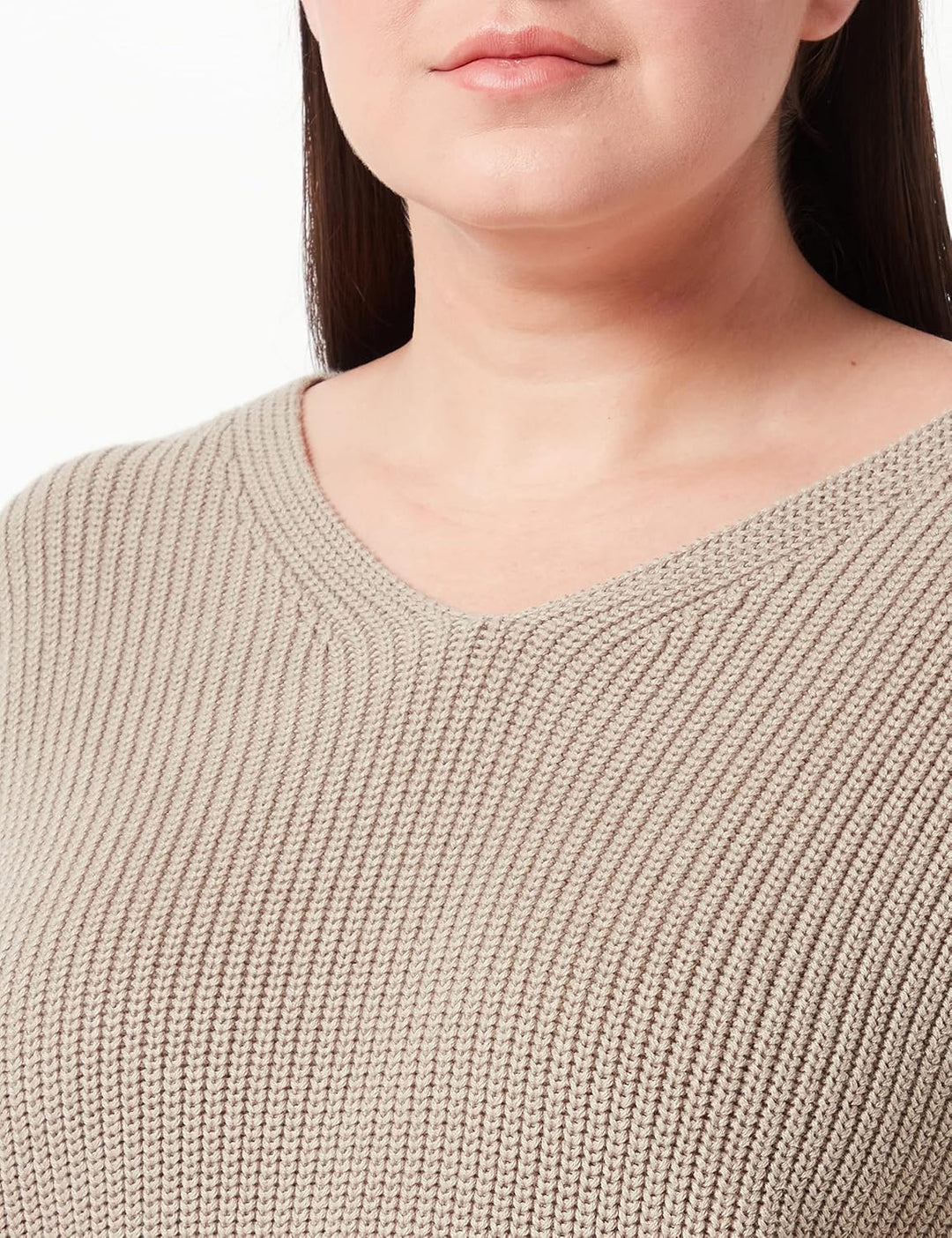 camel active Damen Strickpullover mit V-Ausschnitt XS Clay, XS Clay