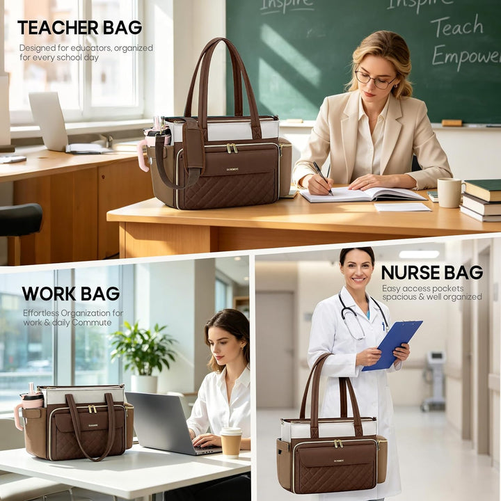 RAINSMORE Lehrertasche Damen Gross Laptoptasche, 15,6 Zoll | Arbeitstasche Isolierfach und Gross Get