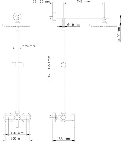 Duschsystem Regendusche mit Einhebelmischer und Kopfbrause rund chrom von Schulte, Rund