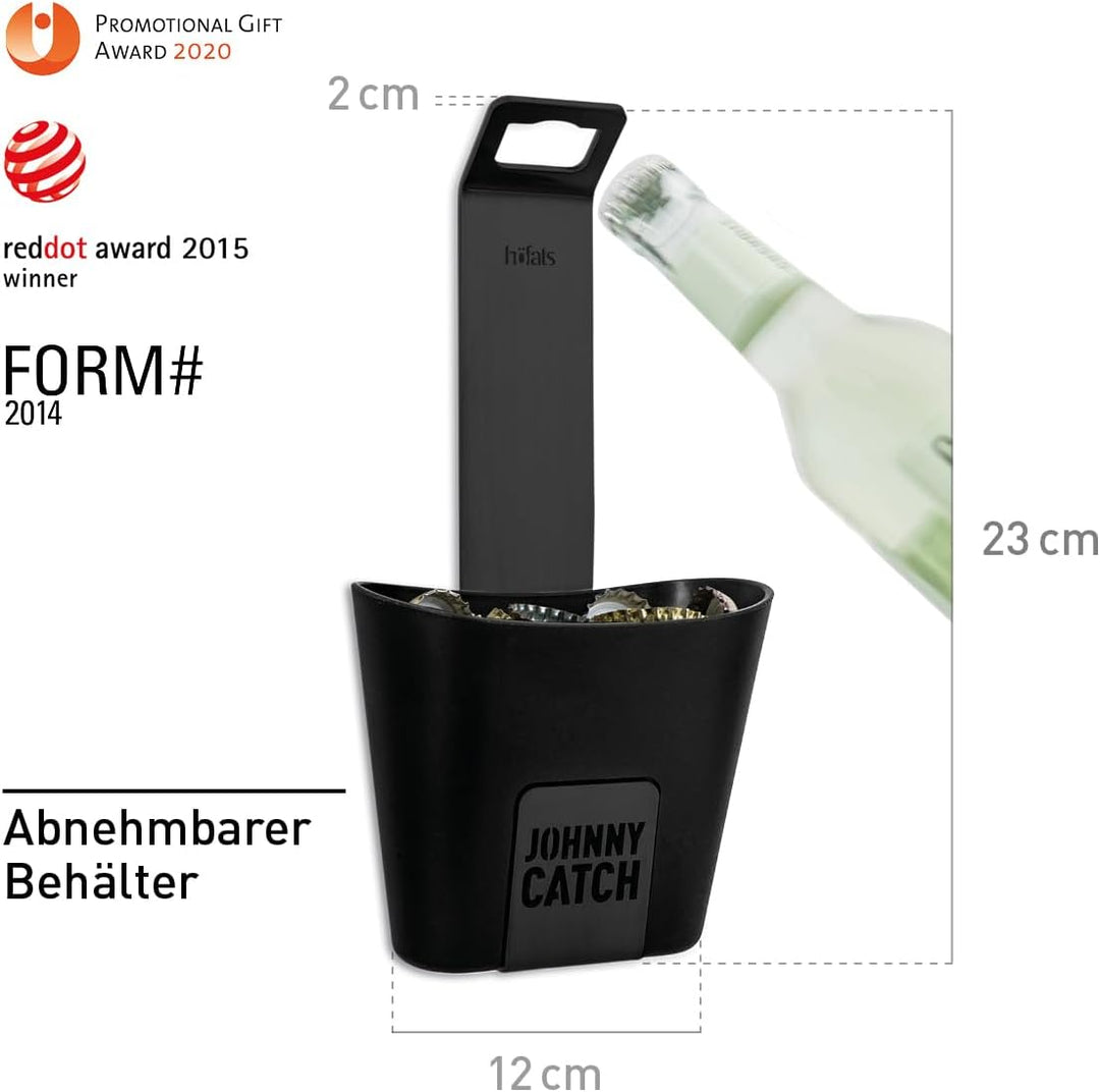 höfats- Johnny Catch Cup SCHWARZ - Edelstahl Flaschenöffner mit Auffangbehälter - fängt bis zu 60 Kr