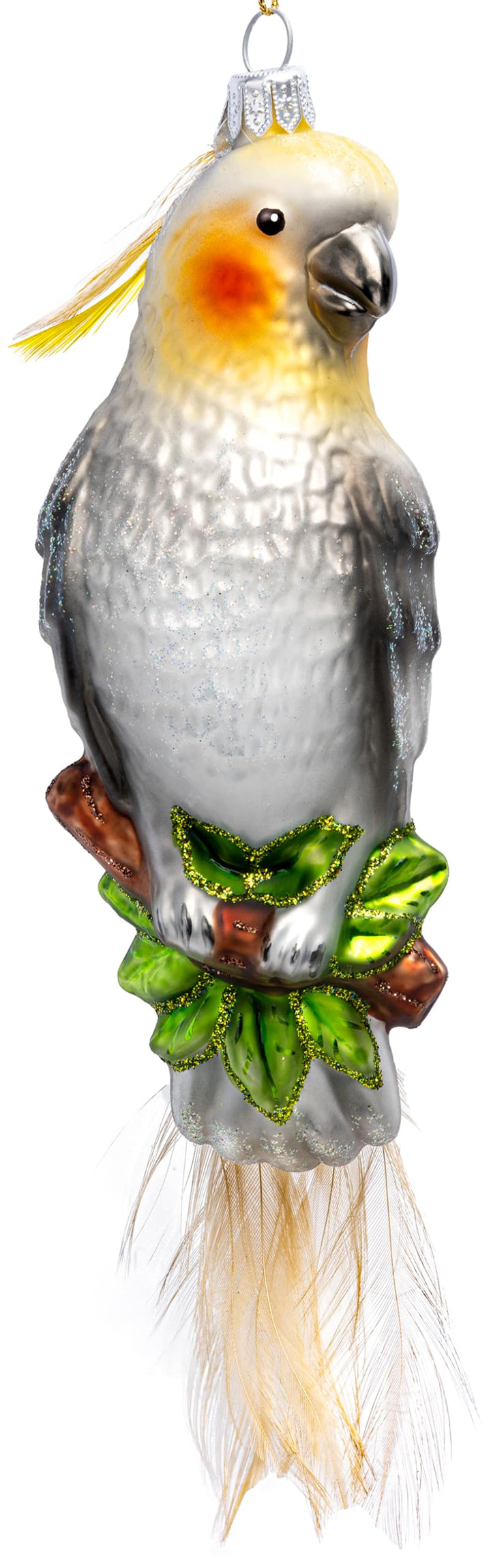 SIKORA Nymphensittich (grau) besondere Weihnachtskugel Glas Christbaumschmuck Deko Figur Weihnachten