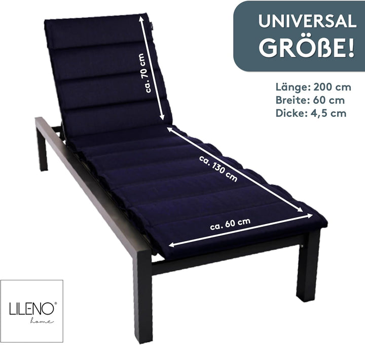 LILENO HOME Sonnenliege Auflage als [1er Set - Rollliege] in Dunkelblau - Gartenliegen Auflage perfe