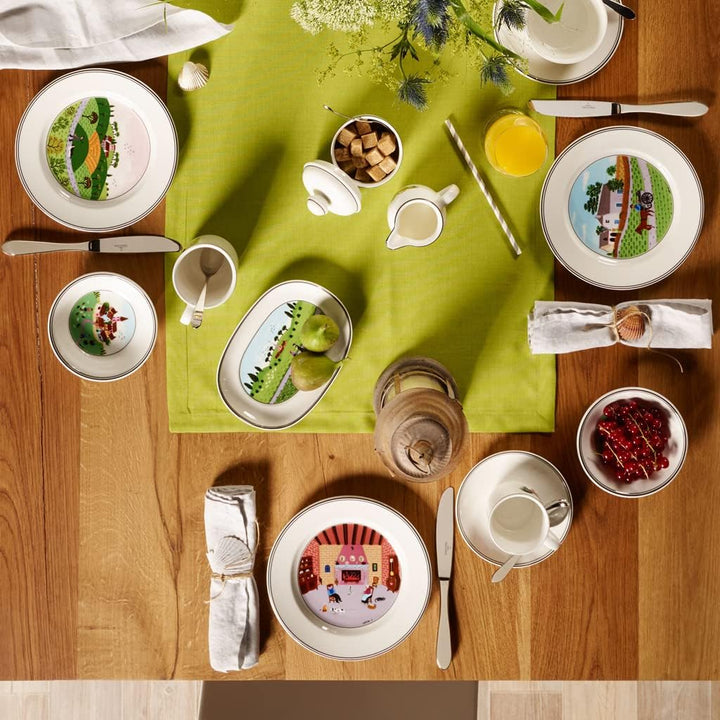 Villeroy und Boch Design Naif Suppenteller "Kamin", 21 cm, Premium Porzellan, Weiss/Bunt Suppentelle