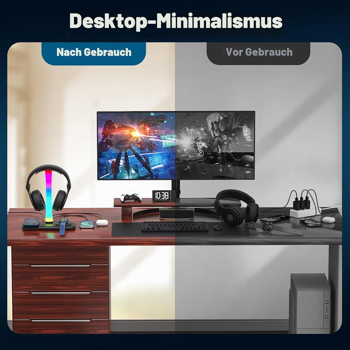 Padwa Lifestyle Wireless-Ladegerät mit RGB-Kopfhörer-LED-Ständer, mit 2 x USB-Anschlüssen und 1 x Ty