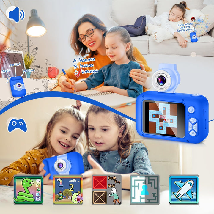 ARNSSIEN Digitalkamera für Kinder Kamera,2,4" IPS Kinderkamera mit 180°Flip | 1080P videokamera &amp; Se