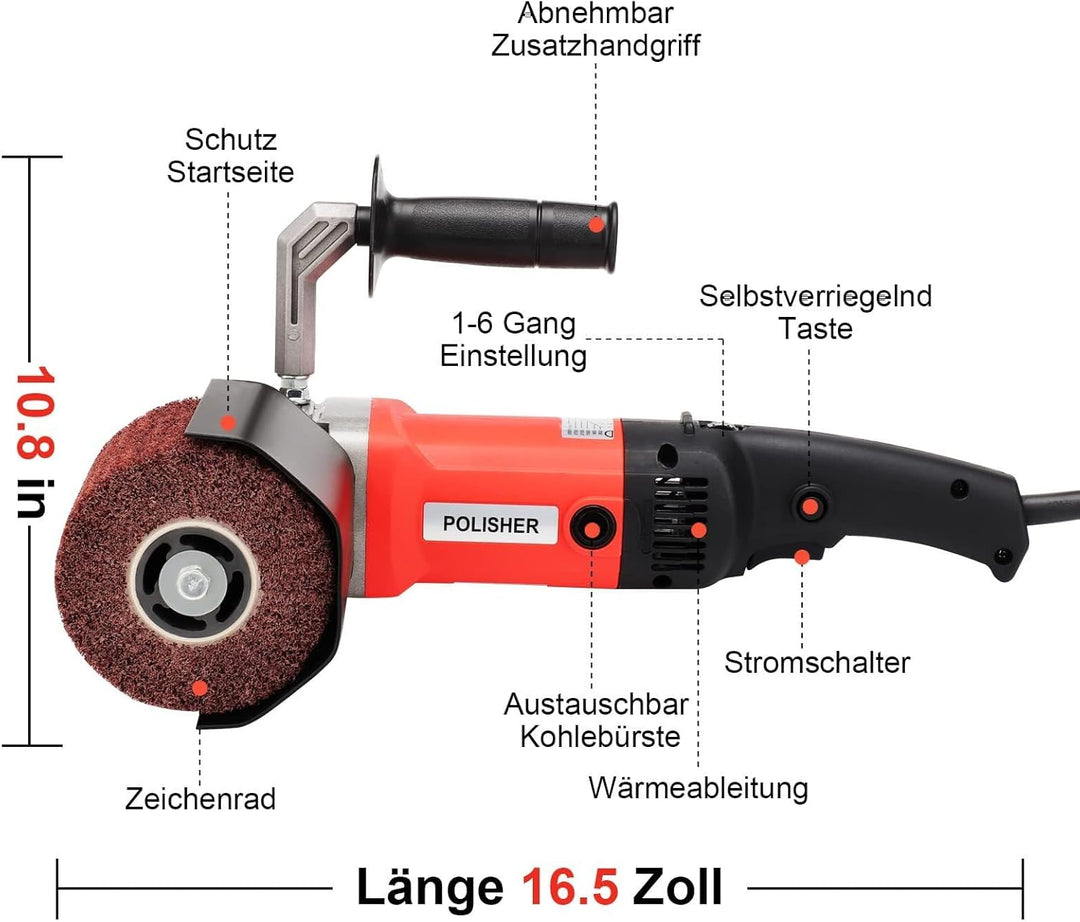 Satiniermaschine Holz 1200 Watt Bürstenschleifer 220 V/50 Hz 600-3000U/min Elektrische Satiniermasch