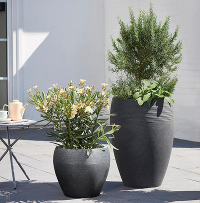 Scheurich Lineo, Pflanzgefäss aus Kunststoff, Schwarz-Granit, 40 cm Durchmesser, 32,7 cm hoch, 28 l