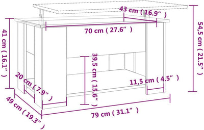 vidaXL Couchtisch Höhenverstellbar Kaffeetisch Beistelltisch Wohnzimmertisch Sofatisch mit Stauraum
