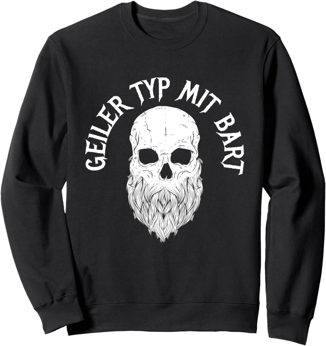 Geiler Typ Mit Bart Schädel Totenkopf Bartträger Sweatshirt