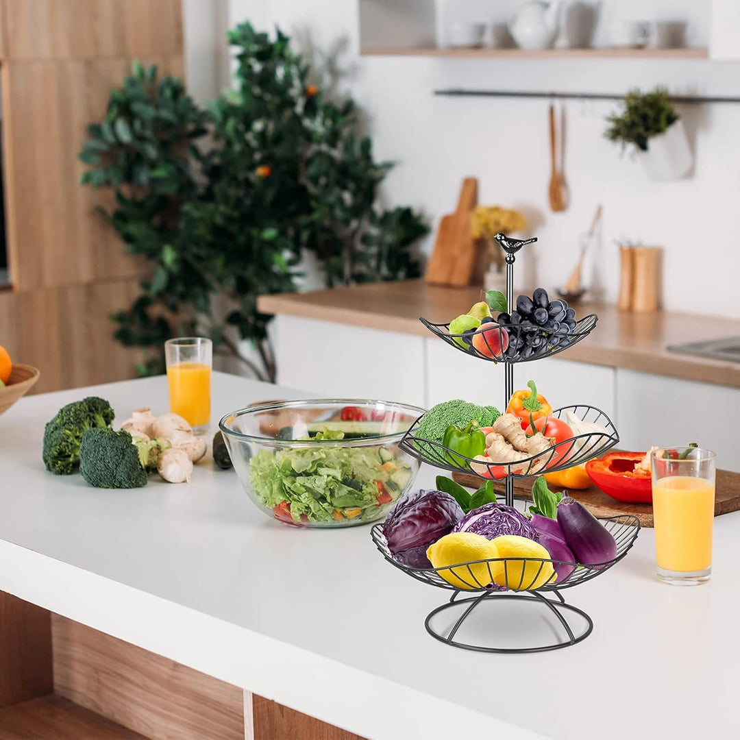 3 Stöckig Metall Obstkorb, Servierkorb Obstschale, Gemüse Etagere, Snack Bonbon Platte Obstteller fo