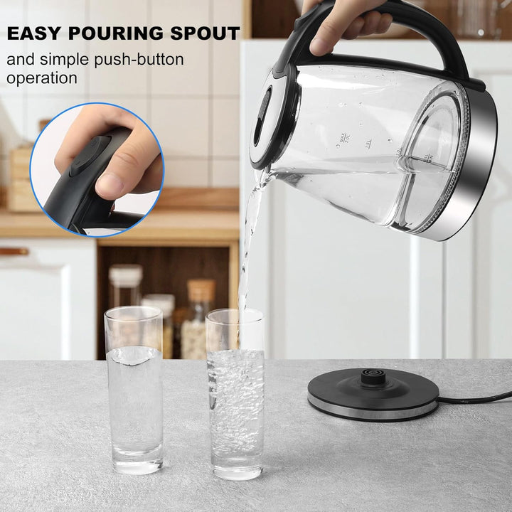 Glas Wasserkocher 2,0 liter, 2300w, BPA-frei, LED Beleuchtung, Schnelles Kochen,Wasserkocher aus Bor
