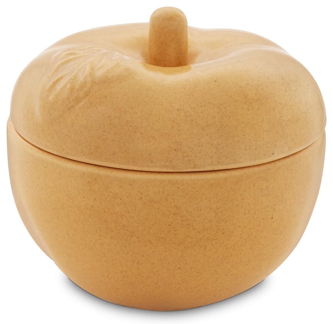 Bunzlauer Keramik Apfel-Bräter Bratapfelbräter mit Deckel Ø12,6 cm H11,6 cm (Dekor SAND), Dekor Sand