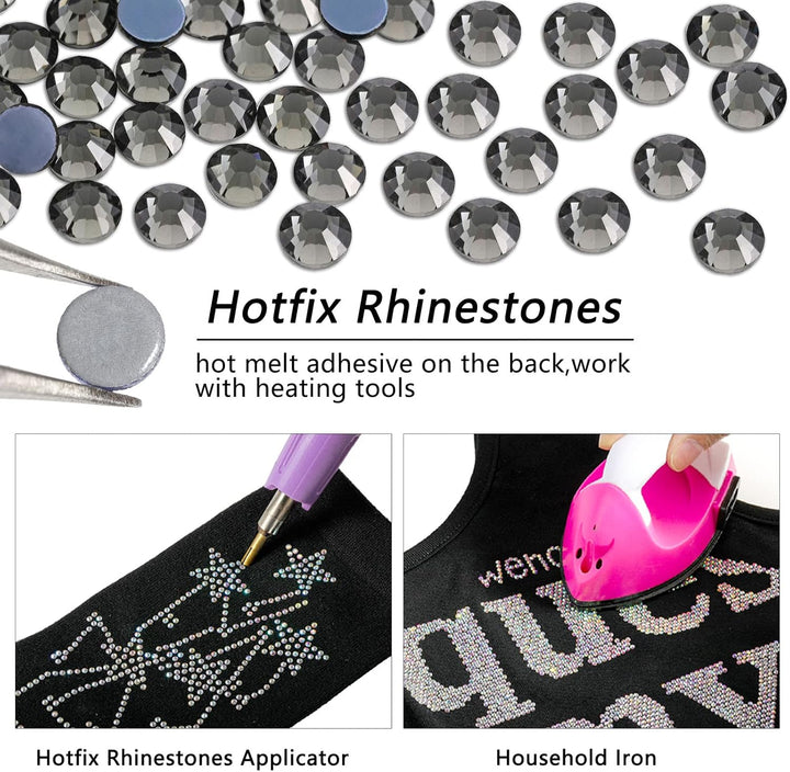 Beadsland 288 Stück Hotfix Strasssteine, Hitzefix Strasssteine zum Basteln, Hotfix Kristallrunde Ede