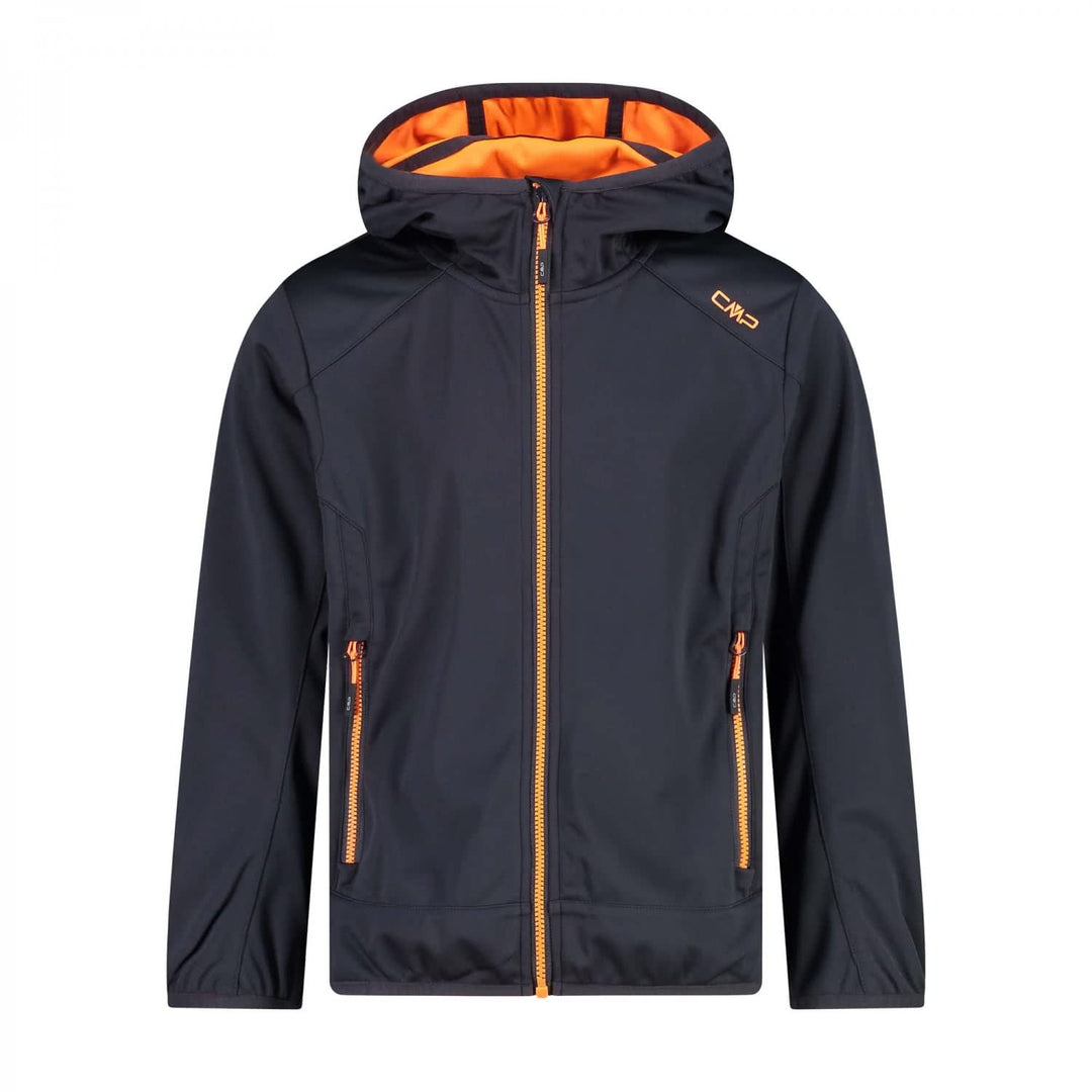 CMP Jungen Softshelljacke mit Fixed Hood Softshelljacke Kokon-Mantel 92 Anthrazit-Blitz Orange, 92 A