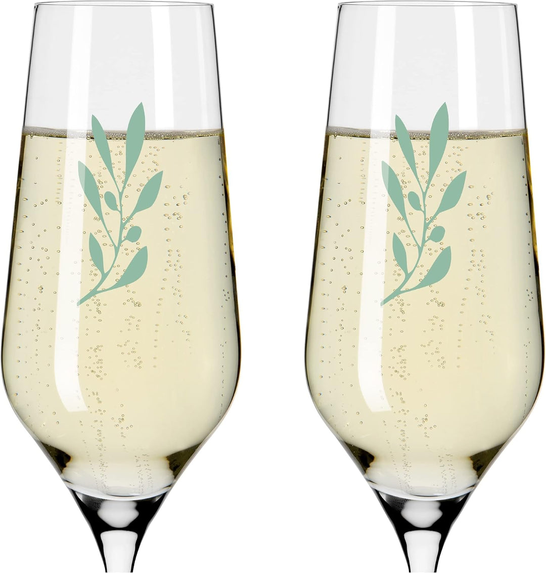 RITZENHOFF 3924001 Champagnerglas 400 ml 2er Set Organix Nr. 1 – organische Farbe Grün, 45% recycelt