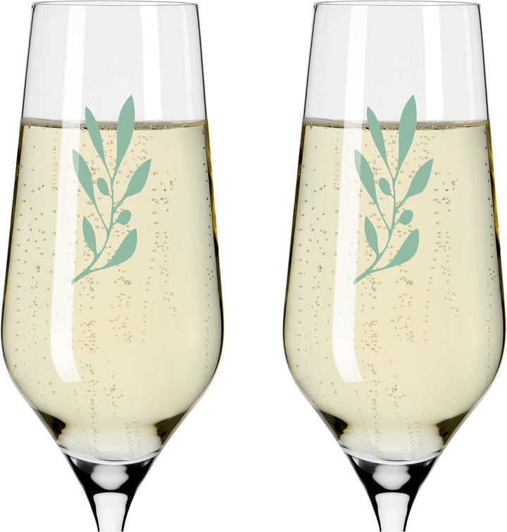 RITZENHOFF 3924001 Champagnerglas 400 ml 2er Set Organix Nr. 1 – organische Farbe Grün, 45% recycelt