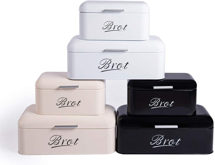 Theo&Cleo Brotkasten mit Deckel, Grosser Knäckebrot Box aus Metall, Brotaufbewahrungsbox Bread box,