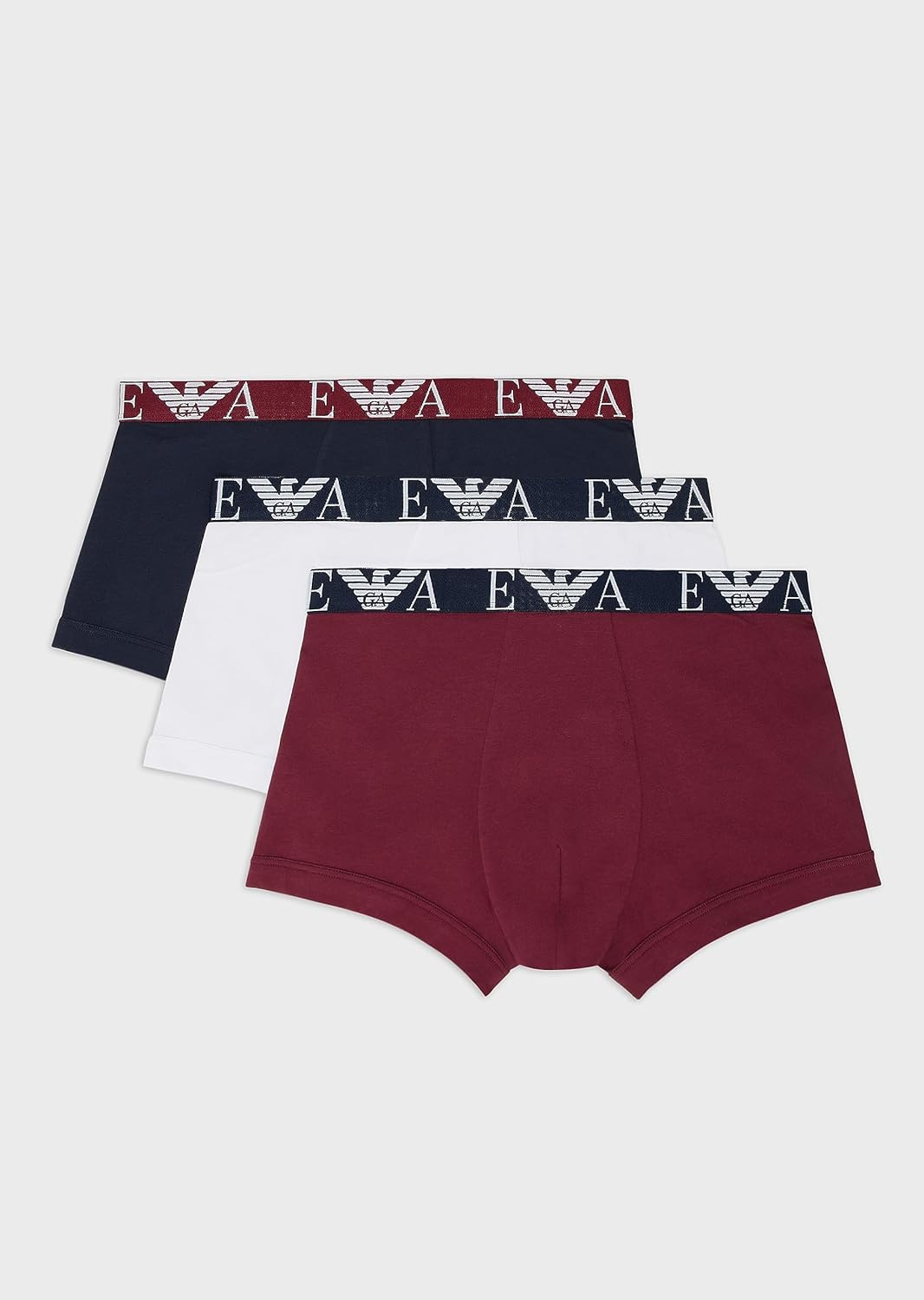 Emporio Armani Herren Trunks (3er Pack) M White/Marine/Burgundy, M White/Marine/Burgundy