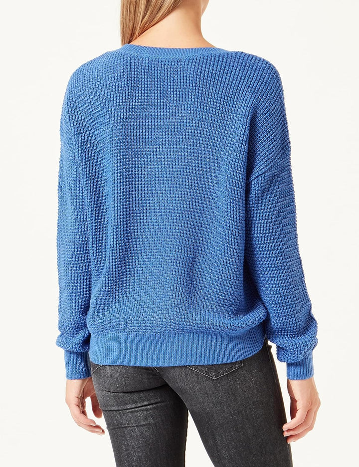 VERO Moda Damen Vmleanna Ls V-Neck Short Pullover Ga Boo Pullover XS Beaucoup Blue, XS Beaucoup Blue
