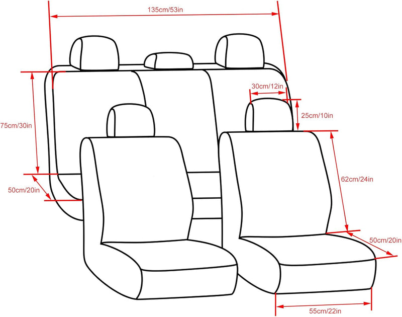CICMOD Auto-Sitzbezüge Set Universal Sitzschoner Auto-Schonbezüge Vordersitze Rücksitze Autositzüber