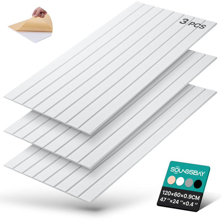 Soundsbay Akustikpaneele Selbstklebend, 2.16m²-3 Stück, 120×60×0.9cm Akustikplatten Wandpaneele für