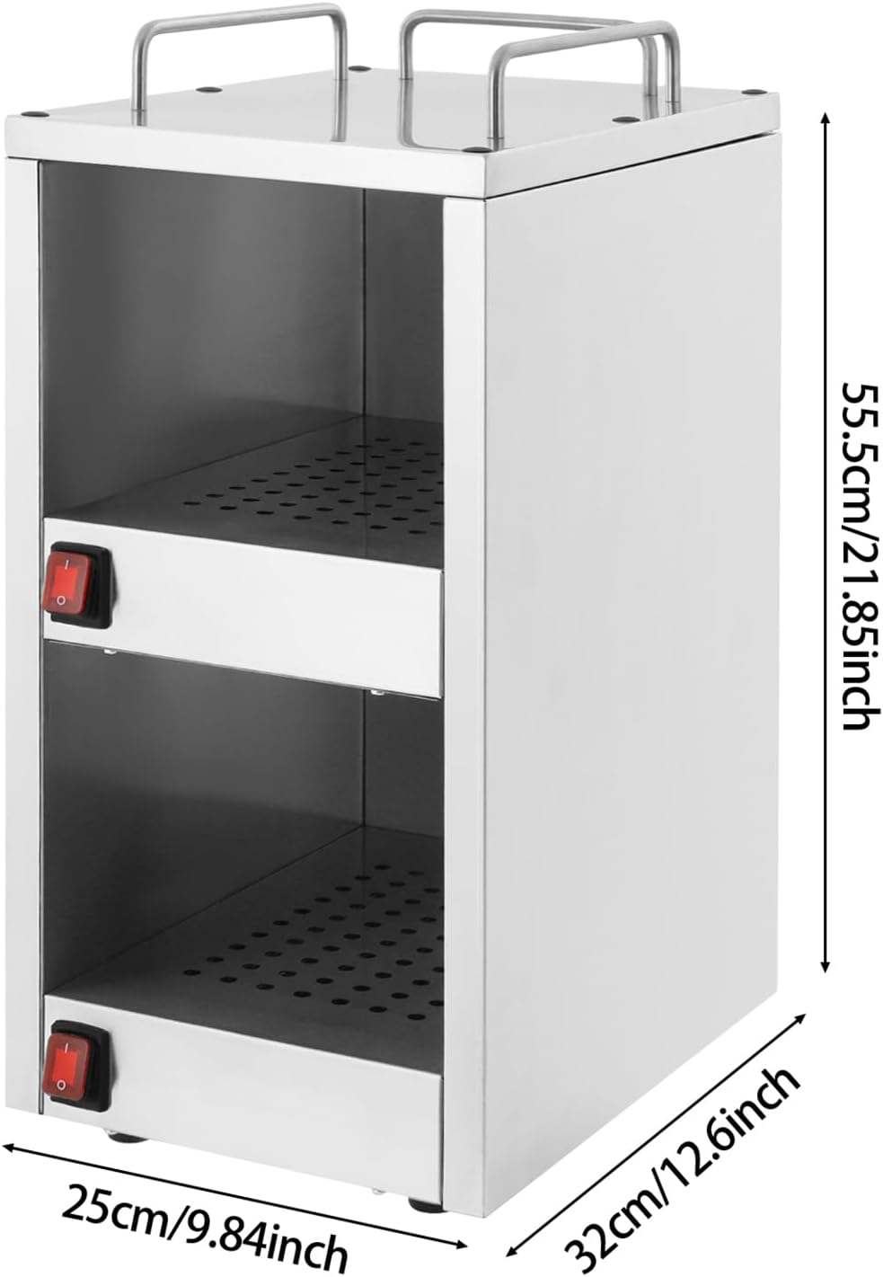 Tassenwärmeschrank Edelstahl Freistehend, Tassenwärmer-Schrank mit 2 Heizfächern &amp; 75°C (167°F), Dop