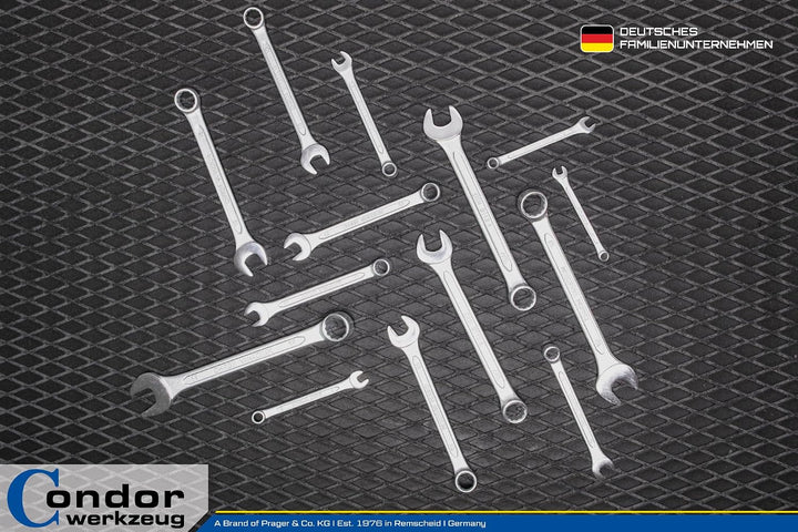 CONDOR Werkzeug 35-14T | Gabel-Ringschlüssel-Satz | 14-tlg. | Chrom-Vanadium-Stahl verchromt | 6-19