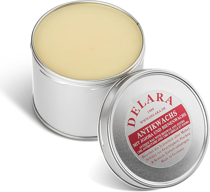 DELARA Antikwachs mit Jojoba und Bienenwachs, schützt antike Möbel vor Austrocknung und Oxidation, f
