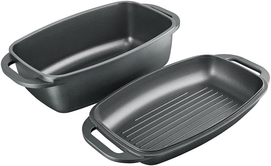 AMBITION Bräter Magnat 2 in 1 Deckel als Bratpfanne oder Grill 32 x 21 cm 5,6 L für Backofen und Her