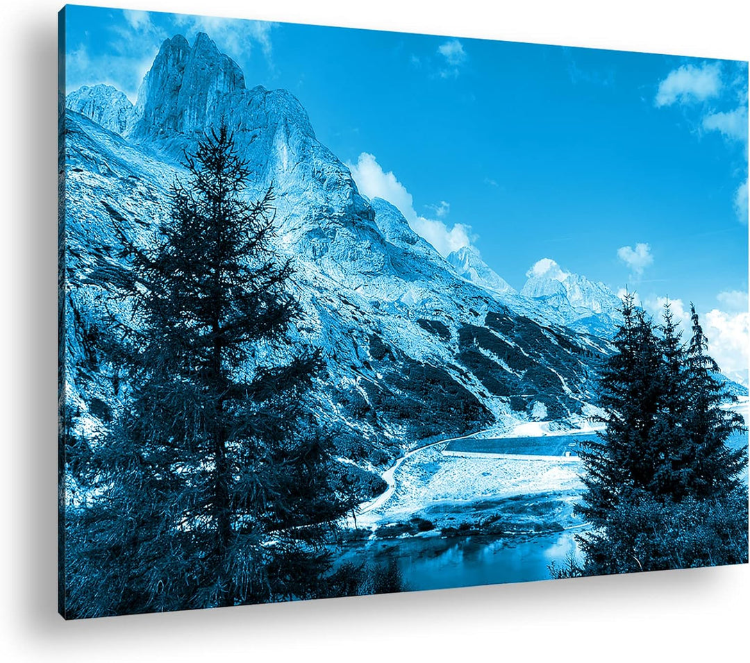 deyoli Berge in Südtirol Format: 60x40 Effekt: Monocrome Blau als Leinwandbild, Motiv fertig gerahmt
