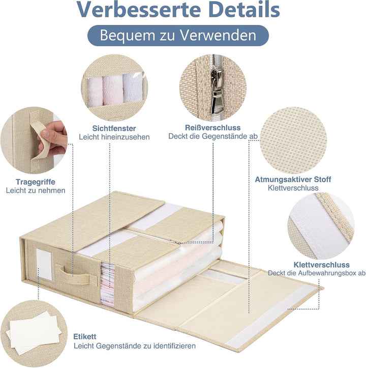 Aufbewahrungstasche für Bettlaken, 2 Stück Faltbare Bettwäsche Organizer, Praktische Lagerung von Be