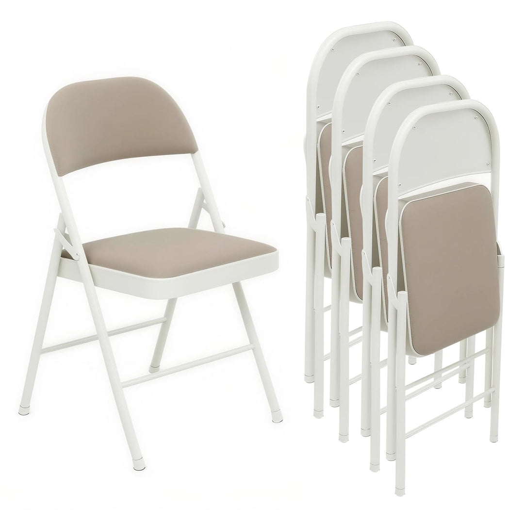 Klappstuhl 4er Set mit PU-Leder & Polsterung, Stabiler Metallrahmen, Leicht & Platzsparend, für Büro