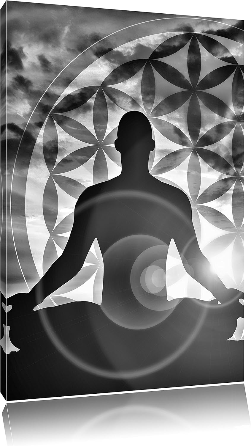 Pixxprint Mensch Blume des Lebens als Leinwandbild/Grösse: 100x70 / Wandbild/Kunstdruck/fertig bespa