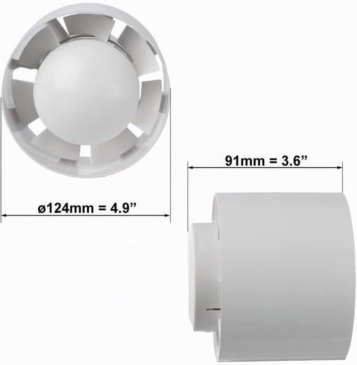 EUROPLAST Ø 125mm Rohrventilator Rohrlüfter Abluft Lüfter Rohr Ventilator Leise